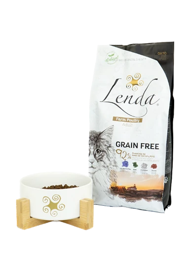 Pet food package and bowl Lenda Farm Poultry
