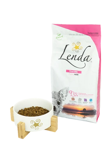 Pet food package and bowl Lenda Puppy Mini first bite